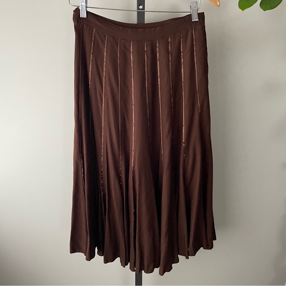 Temptation Boho Fairycore Peasant Midi Skirt Brown Size Medium - Picture 2 of 6